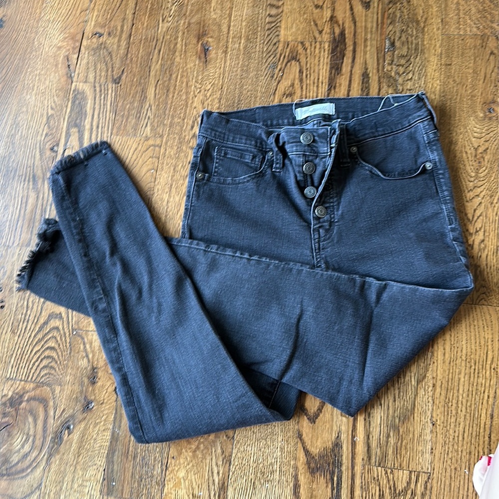 Madewell distressed black skinny jeans